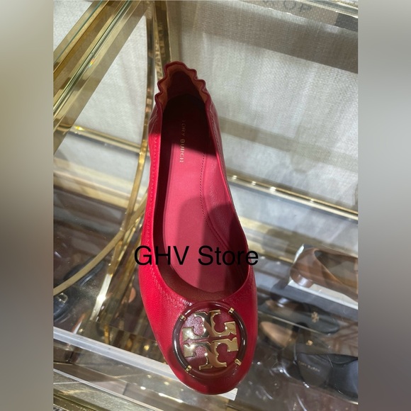 Tory Burch Multi Logo Nappa Leather Flat Ballet Shoes - Picture 1 of 3